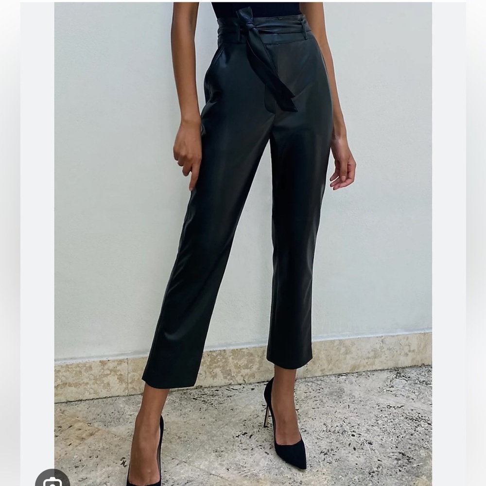 Babaton tie front leather pants